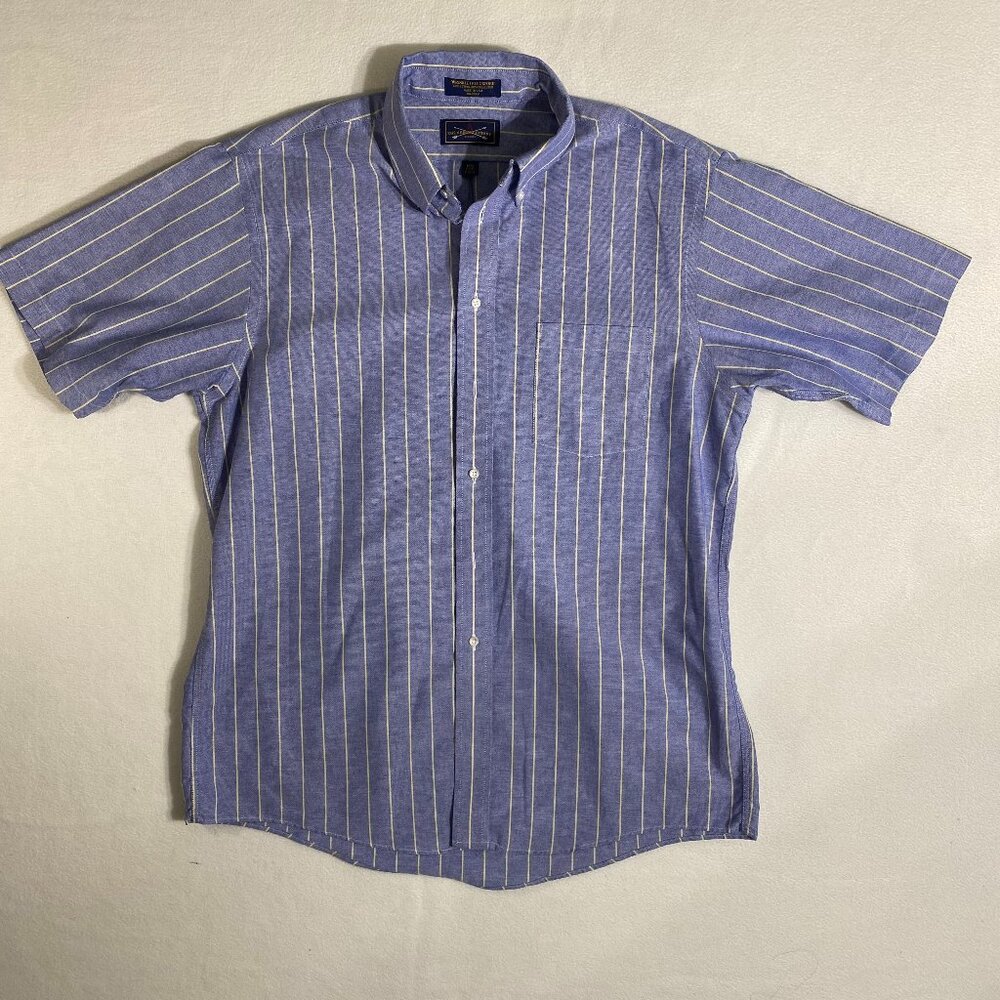 Vintage The Arrow Company Button up Oxford Shirt Mens Size 16 1/2 Blue Pinstripe